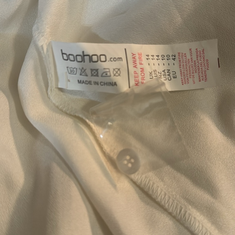 White Boohoo Button Down Dress with Floral Design- Size 10 - Picture 12 of 12